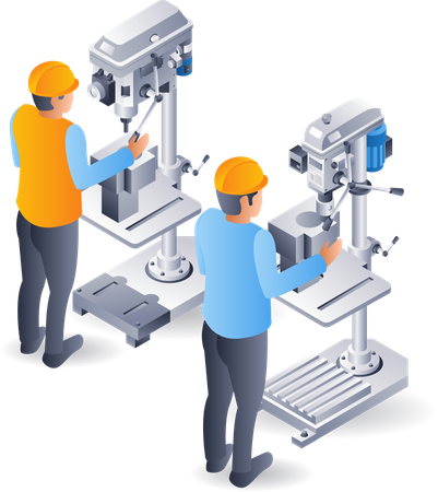 Manual drilling with machine operator  Illustration