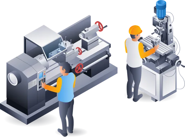 Manual lathe and drill operator  Illustration