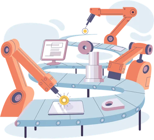 Manufacturing process at automated industry  Illustration