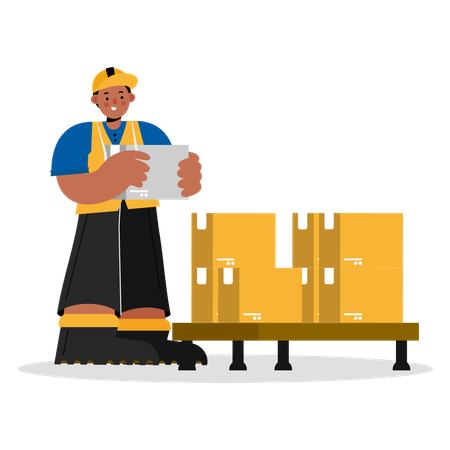 Manufacturing production staff shiping parcel  Illustration