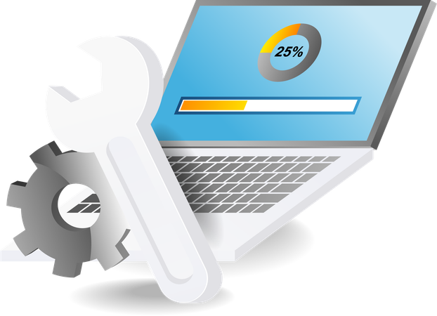 Manutenção de atualização de computador  Ilustração