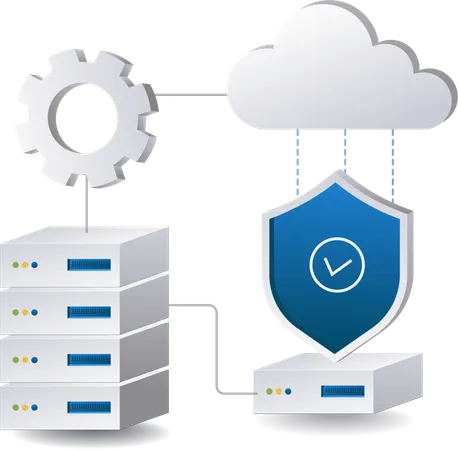 Manutenção de segurança de dados armazenados em servidores em nuvem  Ilustração