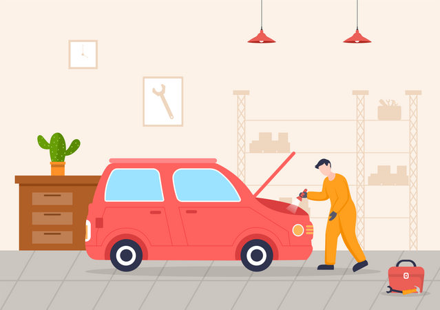 Manutenção do carro  Ilustração