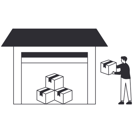 Homme manipulant des opérations logistiques  Illustration