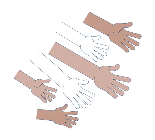 Many diverse hands reaching for help  Illustration