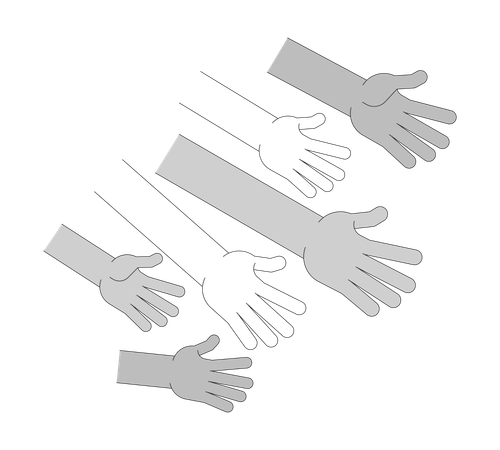 Many diverse hands reaching for help  Illustration