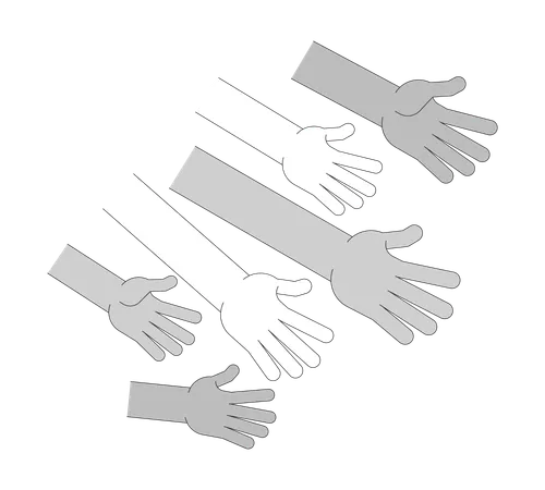 Many diverse hands reaching for help  Illustration