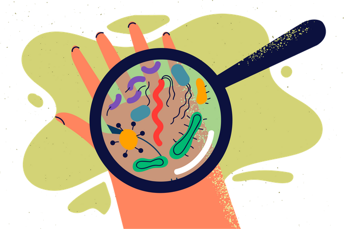 Mão com bactérias infecciosas  Illustration