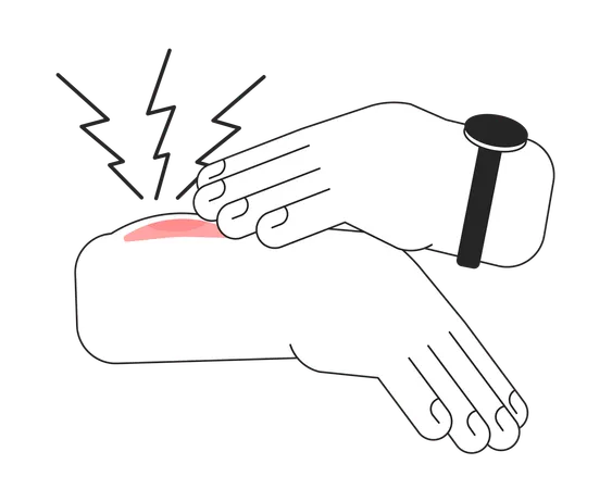 Mão tocando lesão dolorosa e inchaço disponível  Ilustração