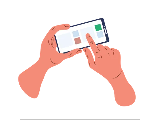 Mão usando smartphone  Ilustração
