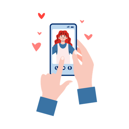 Mãos segurando telefone com aplicativo de bate-papo de namoro  Illustration
