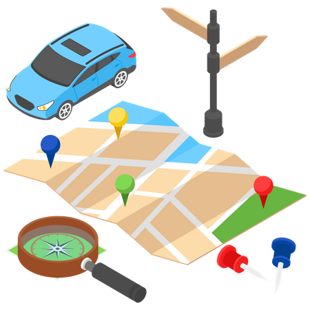 Map and Direction  Illustration