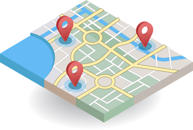 Map application looking for location  Illustration