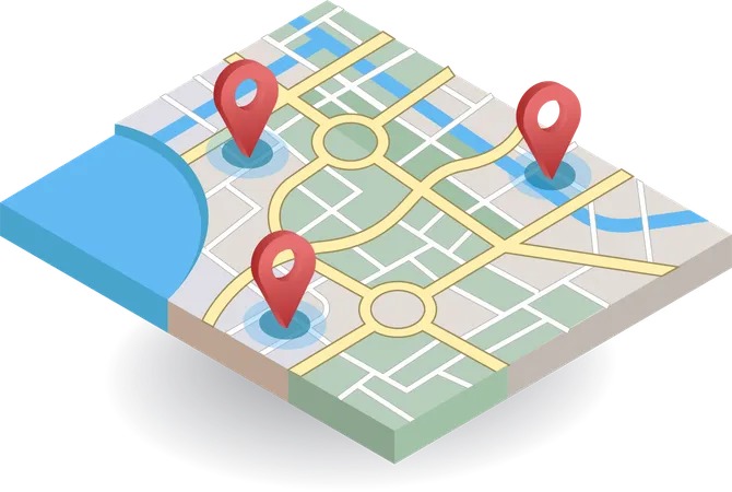 Map application looking for location  Illustration