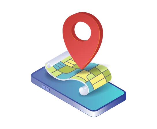 Map application on smartphone  Illustration