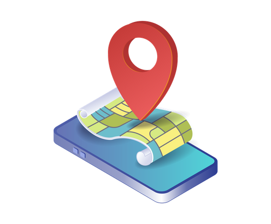 Map application on smartphone  Illustration