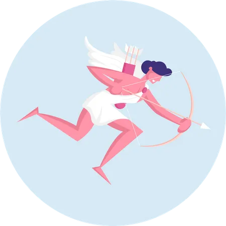 Map cupid with bow and arrow Illustration