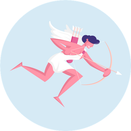 Map cupid with bow and arrow  Illustration