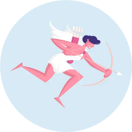 Map cupid with bow and arrow  Illustration