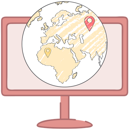 Map of Earth with marks Illustration