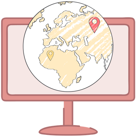 Map of Earth with marks  Illustration