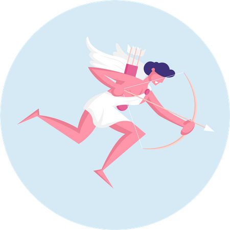 Cupido do mapa com arco e flecha  Ilustração