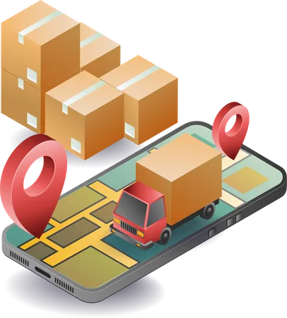 Mapa de aplicación de entrega en línea  Ilustración