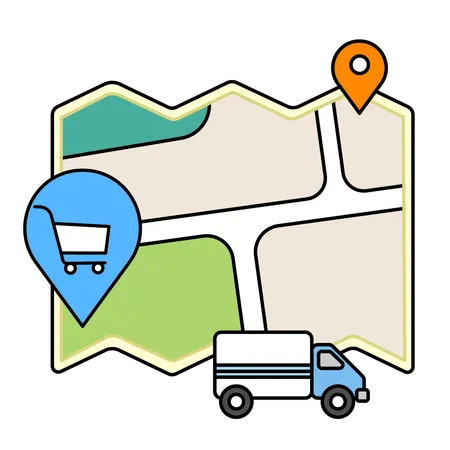 Mapa de localização de envio  Ilustração