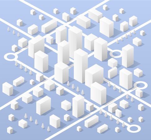 Mapa isométrico de la ciudad  Ilustración