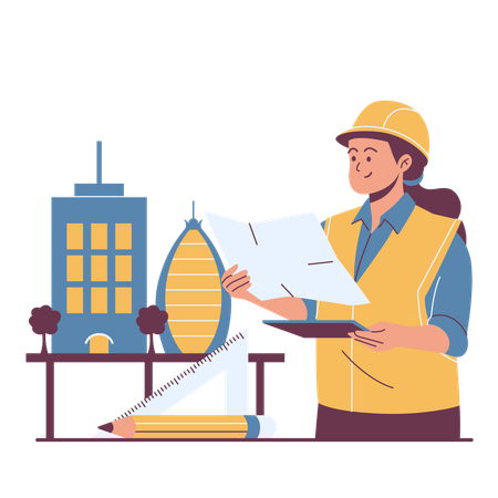 Regard architectural sur la maquette du bâtiment  Illustration