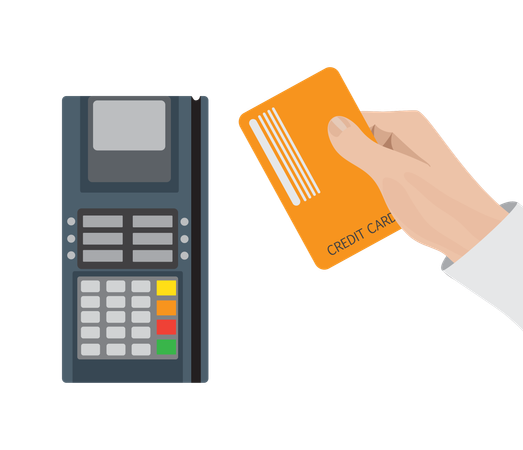 Máquina de cartão magnético para transações POS  Ilustração