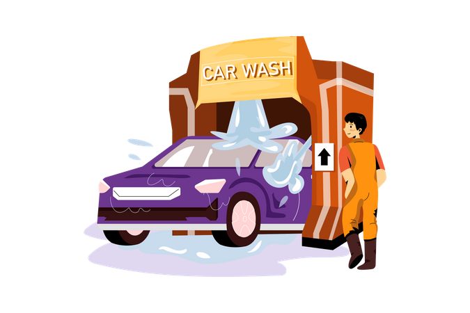 Máquina de lavar carro  Ilustração