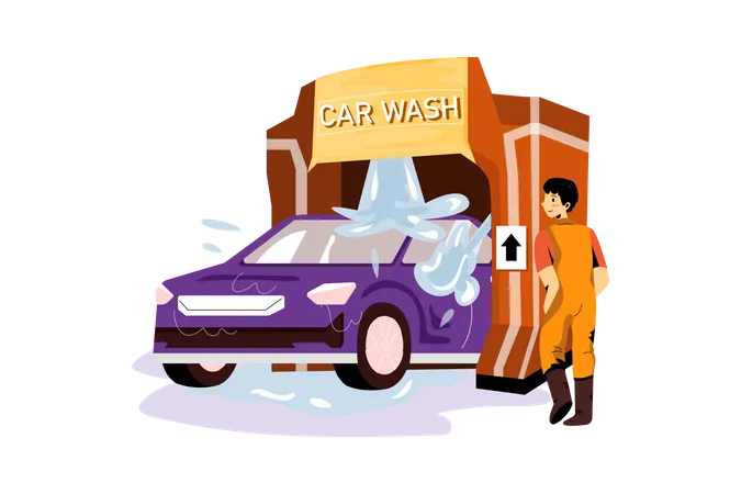 Máquina de lavar carro  Ilustração
