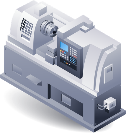 Máquina de torno cnc automática  Ilustração