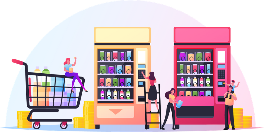 Máquina de venda automática de alimentos  Ilustração