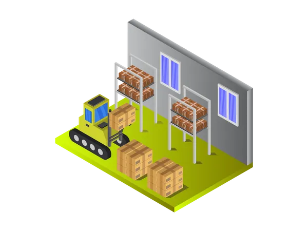 Máquina elevadora para ordenar cajas  Ilustración