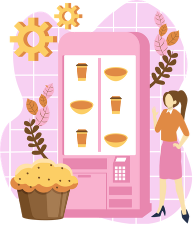 Maquina expendedora de cafe  Ilustración