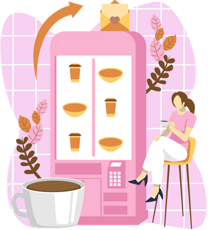 Maquina expendedora de cafe  Ilustración