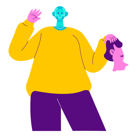 Máquina robô substituir humano  Ilustração