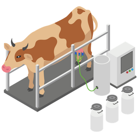 Maquina para sacar leche de vaca  Ilustración