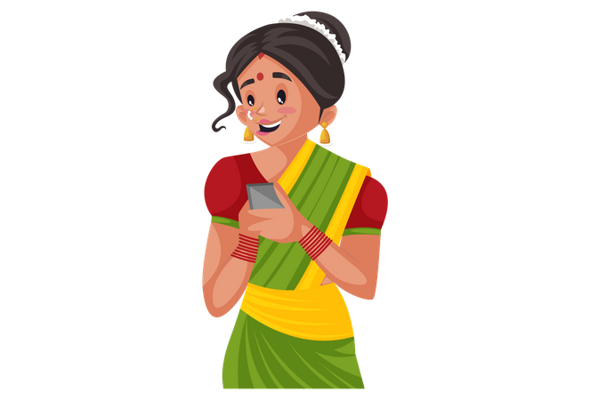 Marathi-Frau mit Smartphone  Illustration
