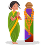 marathi woman worshiping illustration
