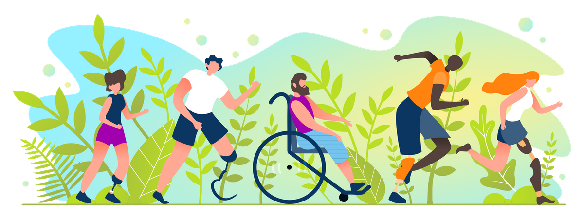 Marathon pour les personnes handicapées  Illustration