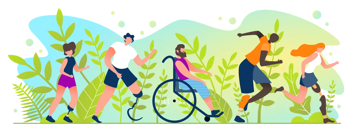 Marathon pour les personnes handicapées  Illustration