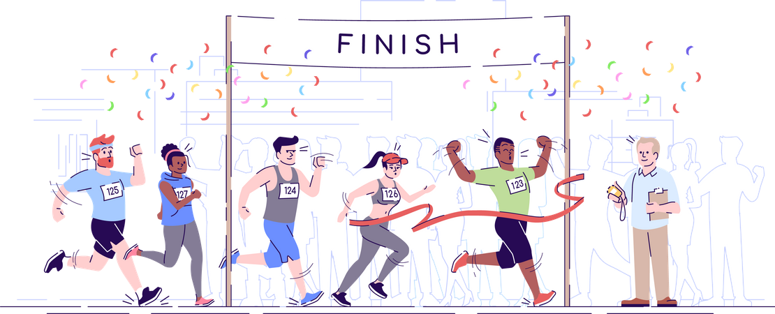 Marathon race finish line  Illustration