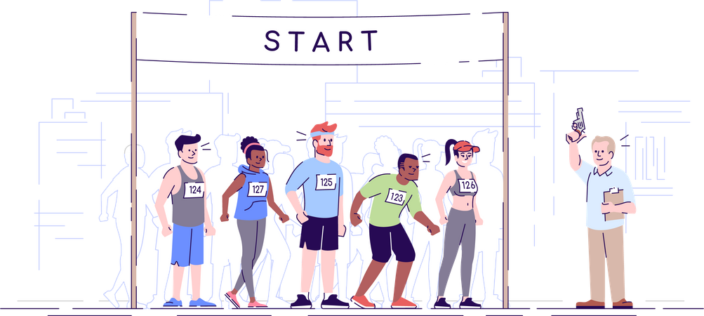 Marathon race start line Illustration