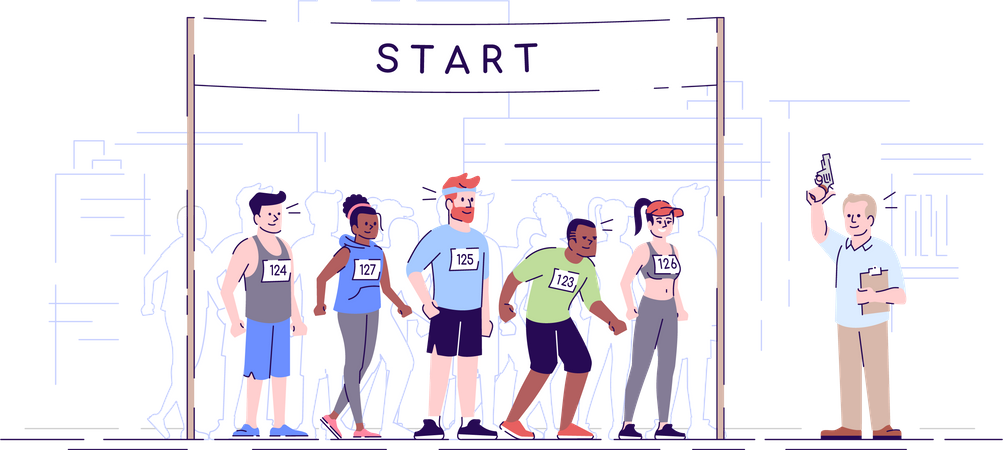 Marathon race start line  Illustration