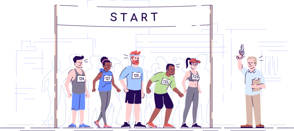 Marathon race start line  Illustration