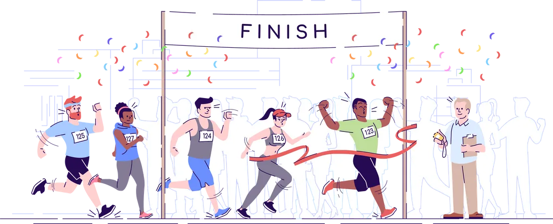 Ziellinie beim Marathon-Rennen  Illustration