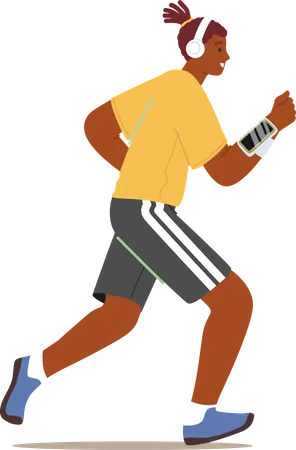 Energetic And Determined Young Man Character Races Through The Bustling Streets Of The City Pushing His Limits As He Participates In The Challenging City Marathon Cartoon People Vector Illustration Illustration